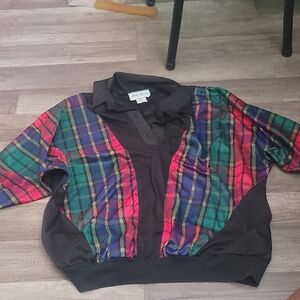 Vintage Plaid Multicolor Women's Blouse Size Xlarge